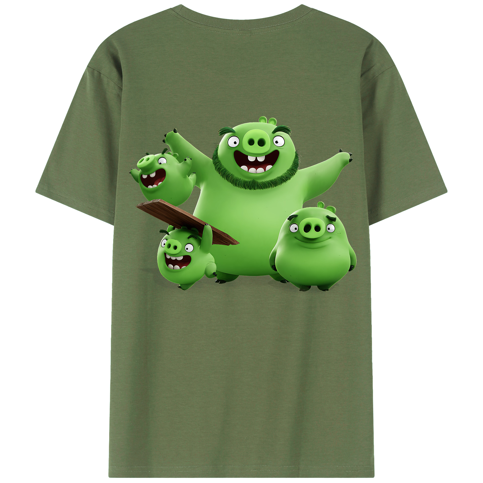 （画像用） Angry Birds アングリーバード 綿100％ メンズ半袖Tシャツ（バックプリント） 通気性